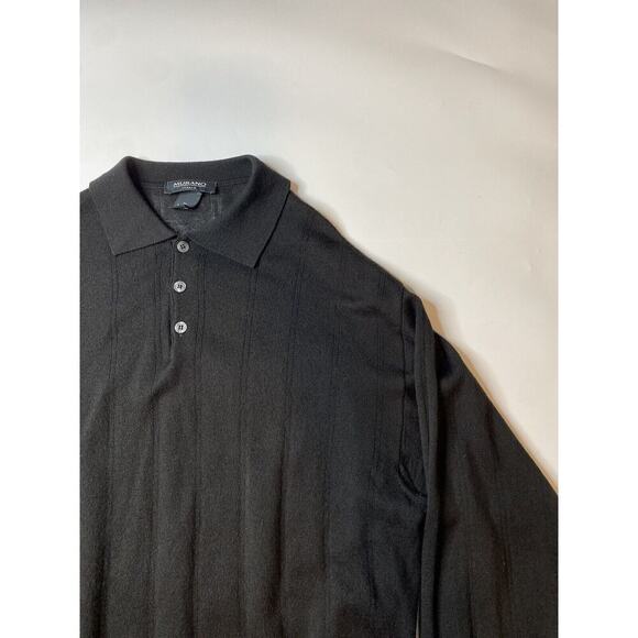 Murano Italia Wool Blend Long Sleeve Knit Mens Shirt Size XL Black - Picture 2 of 7